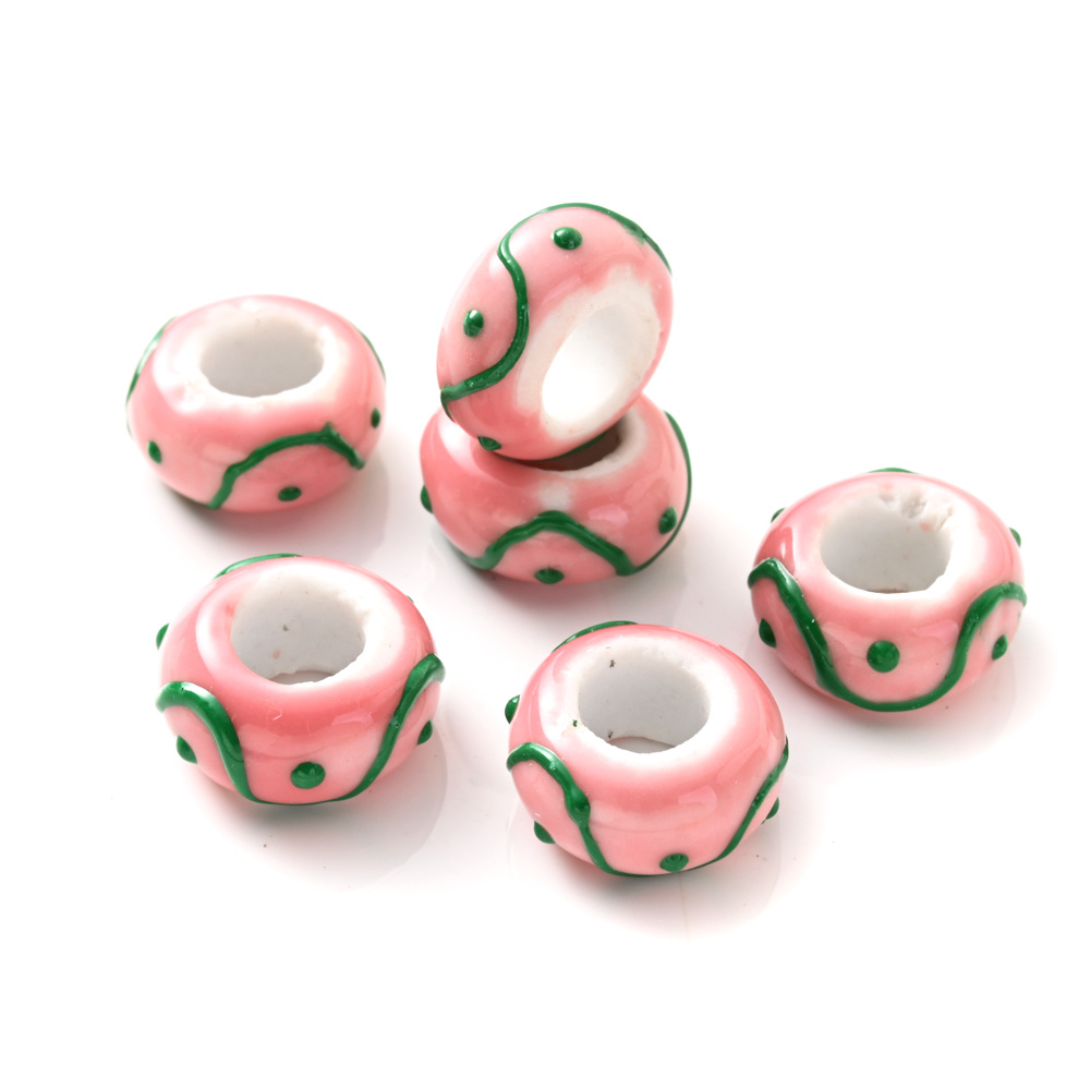 5pcs Colorful Hand-Painted Ceramic Decorative Beads